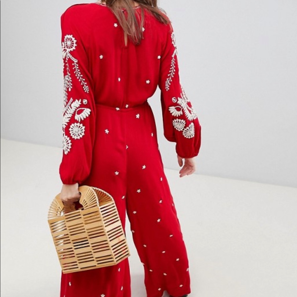 Free People Red Jump Suit